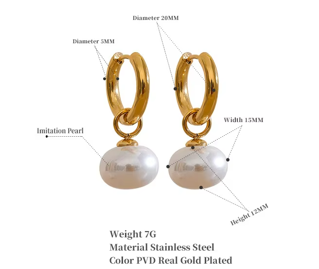 Pearls Drop Golden Hoop Earrings