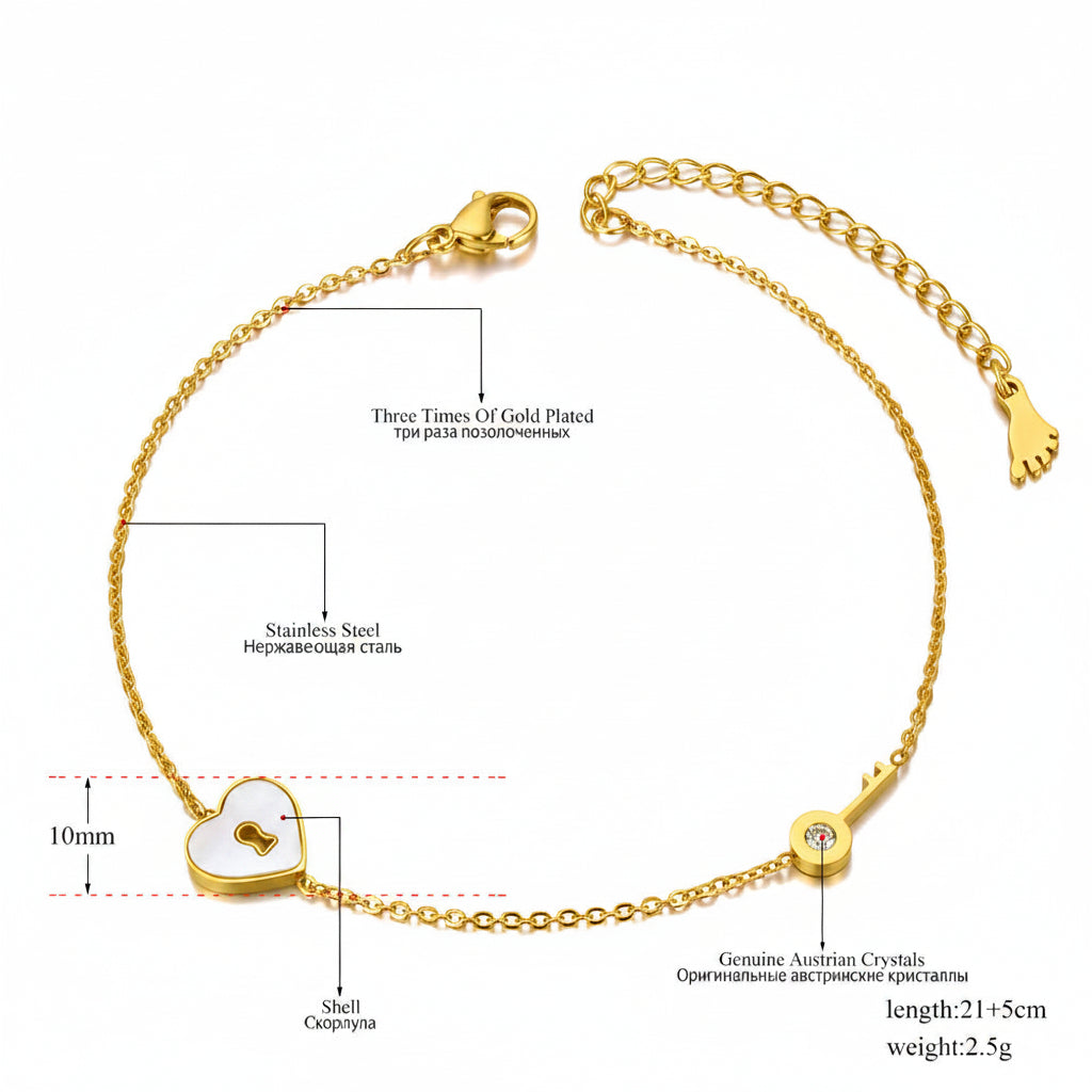 Lock and Key Charm Anklet