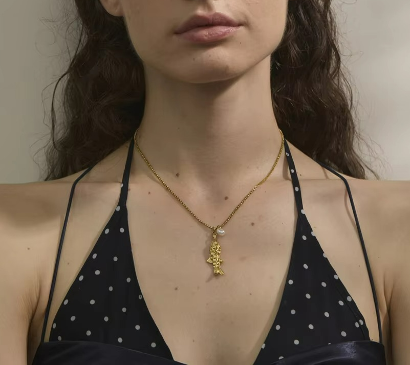 Pearl Fish Pendant Necklace