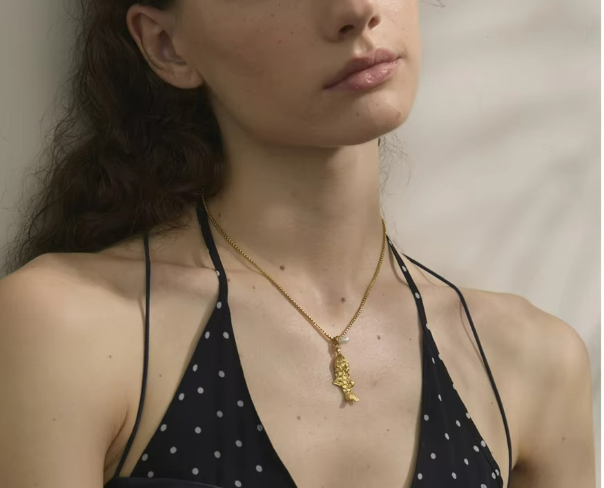 Pearl Fish Pendant Necklace