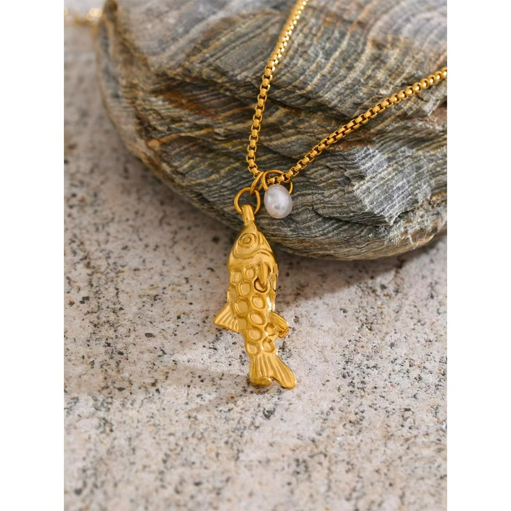Pearl Fish Pendant Necklace