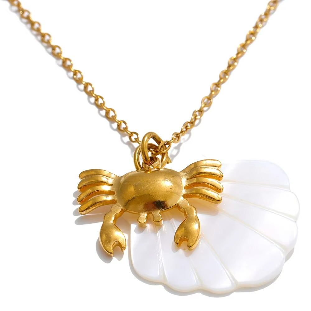 Shell & Crab Pendant Necklace