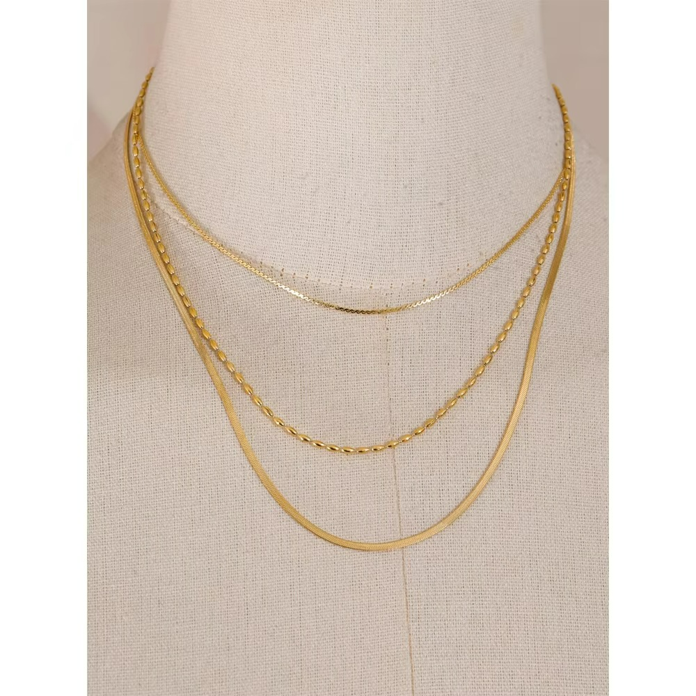 Minimalist Stainless Steel Layered Stacking Fashion Chain Necklace