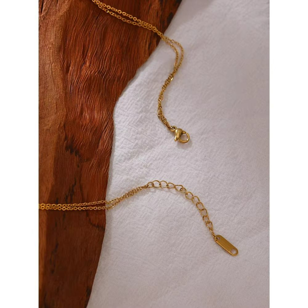 Zirconia Layered Long Pendant Necklace