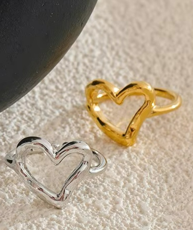 Minimalist Hollow Heart Ring