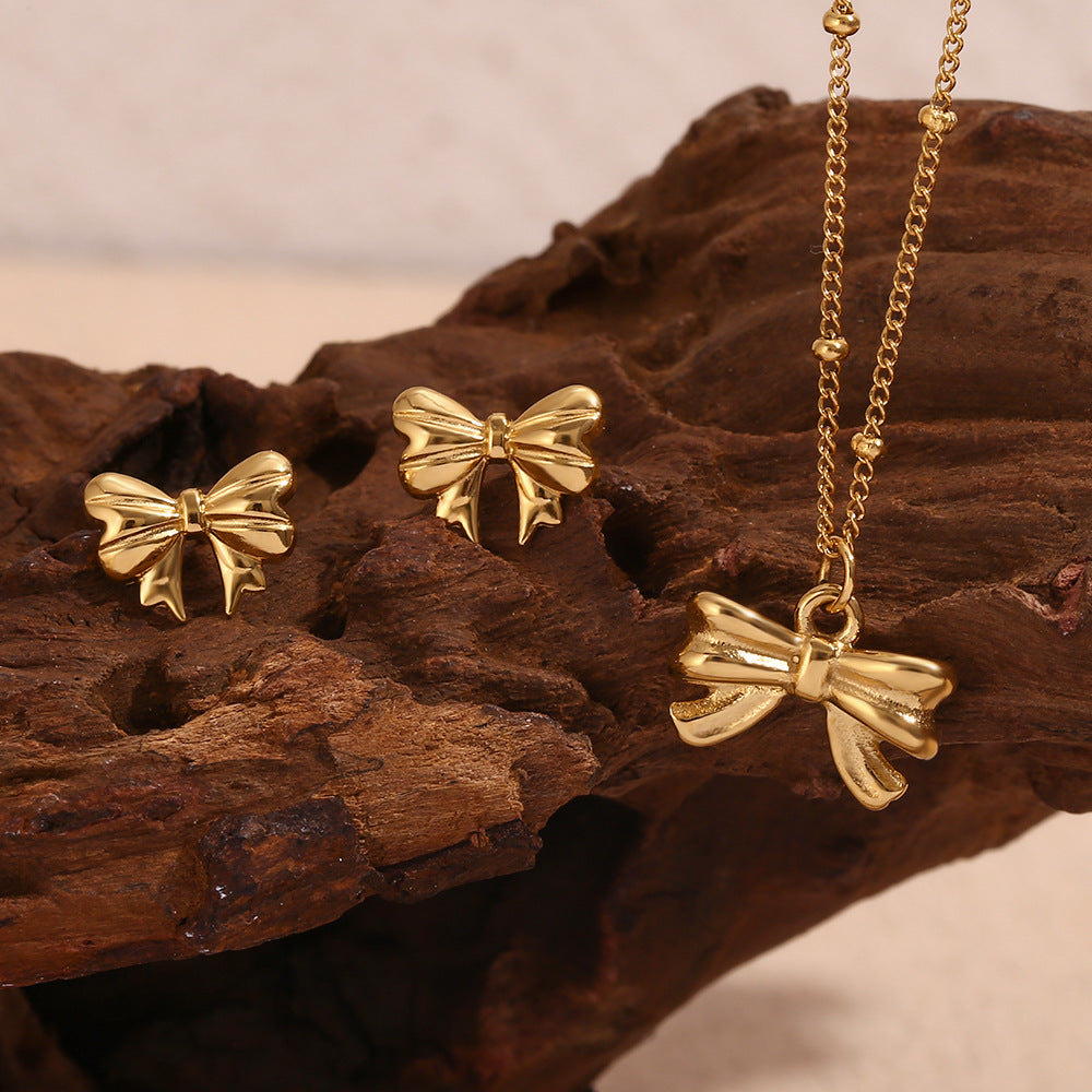 Yasmin Bow Necklace and Earrings Set