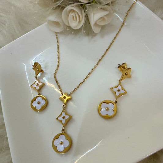 Floral Necklace and Earrings Set