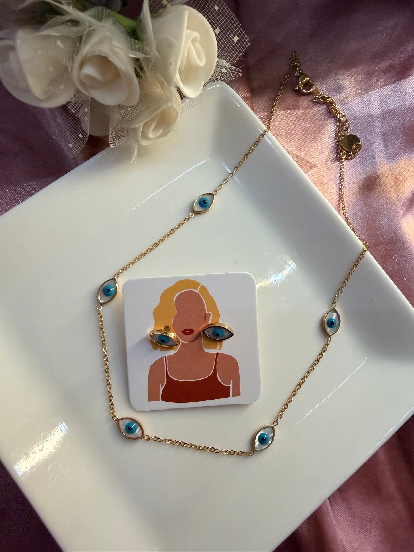 Eye Necklace and Earrings Set