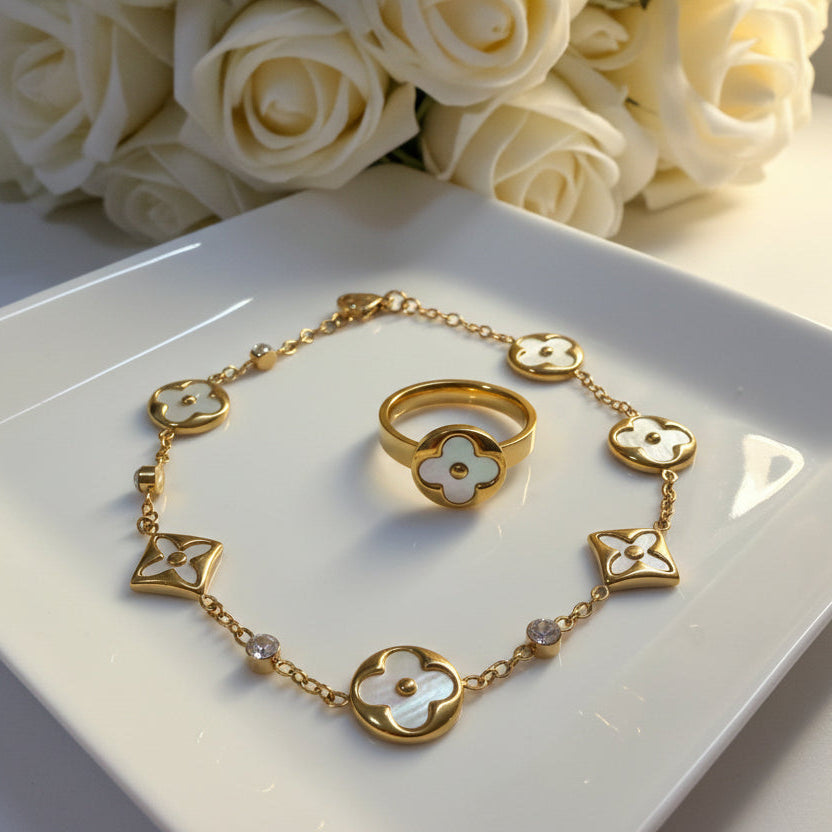 Floral Bracelet and Ring Set