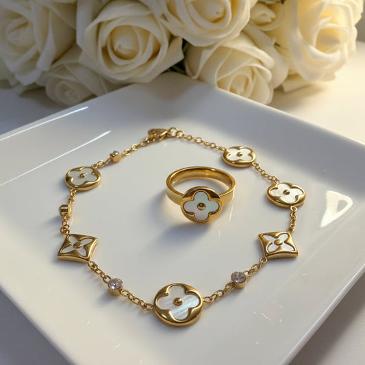 Floral Bracelet and Ring Set