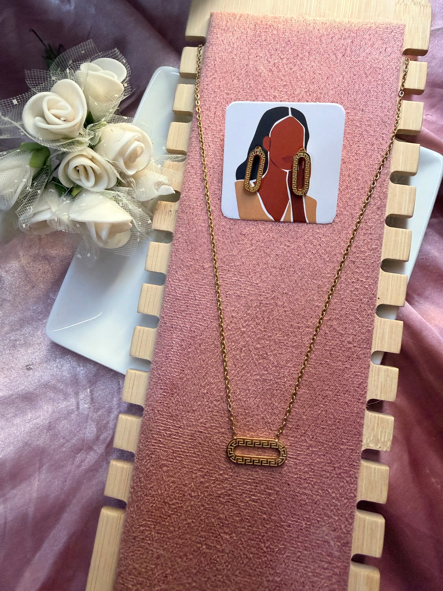 Greek Necklace and Earrings Set