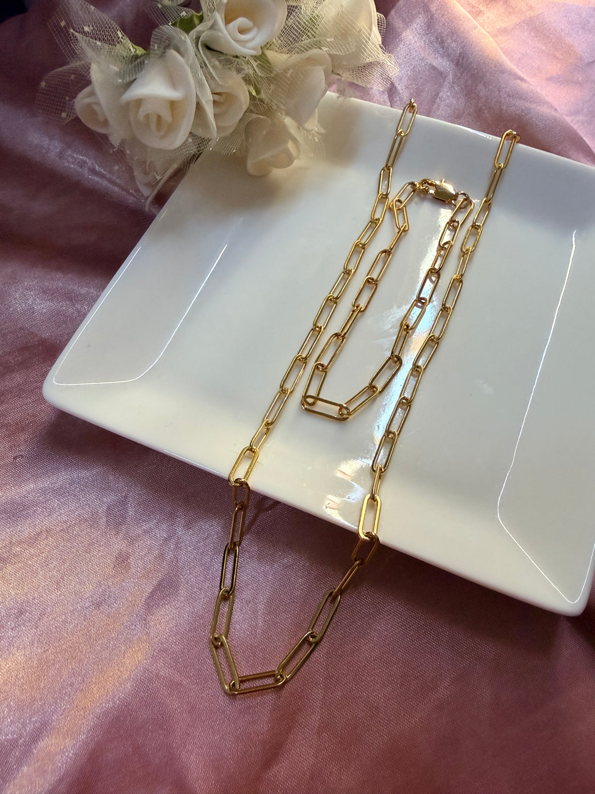 Paperclip Necklace and Bracelet Set