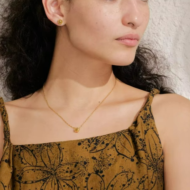 Rose Earrings Necklace and Bracelet Set