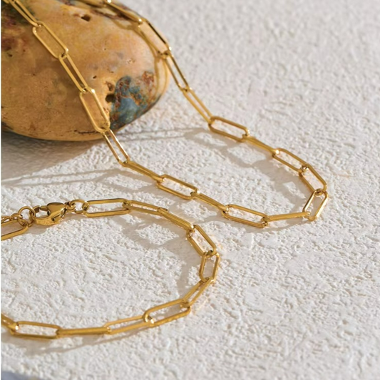 Paperclip Chain Necklace and Bracelet Set