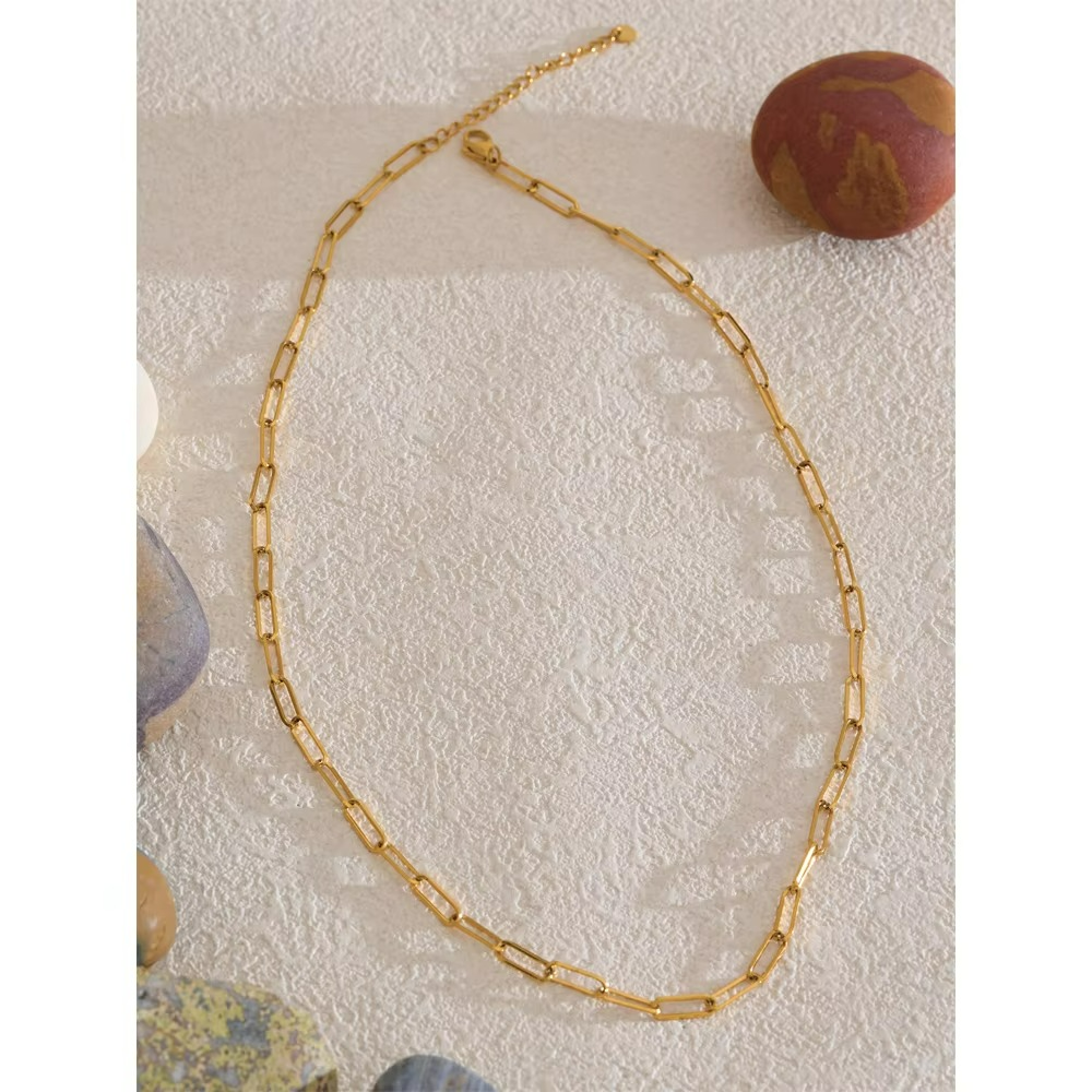 Paperclip Chain Necklace and Bracelet Set