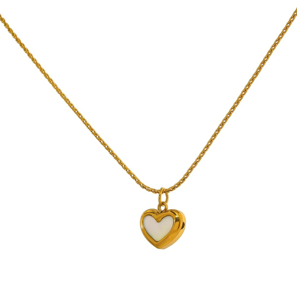 White Heart Necklace and Bracelet Set