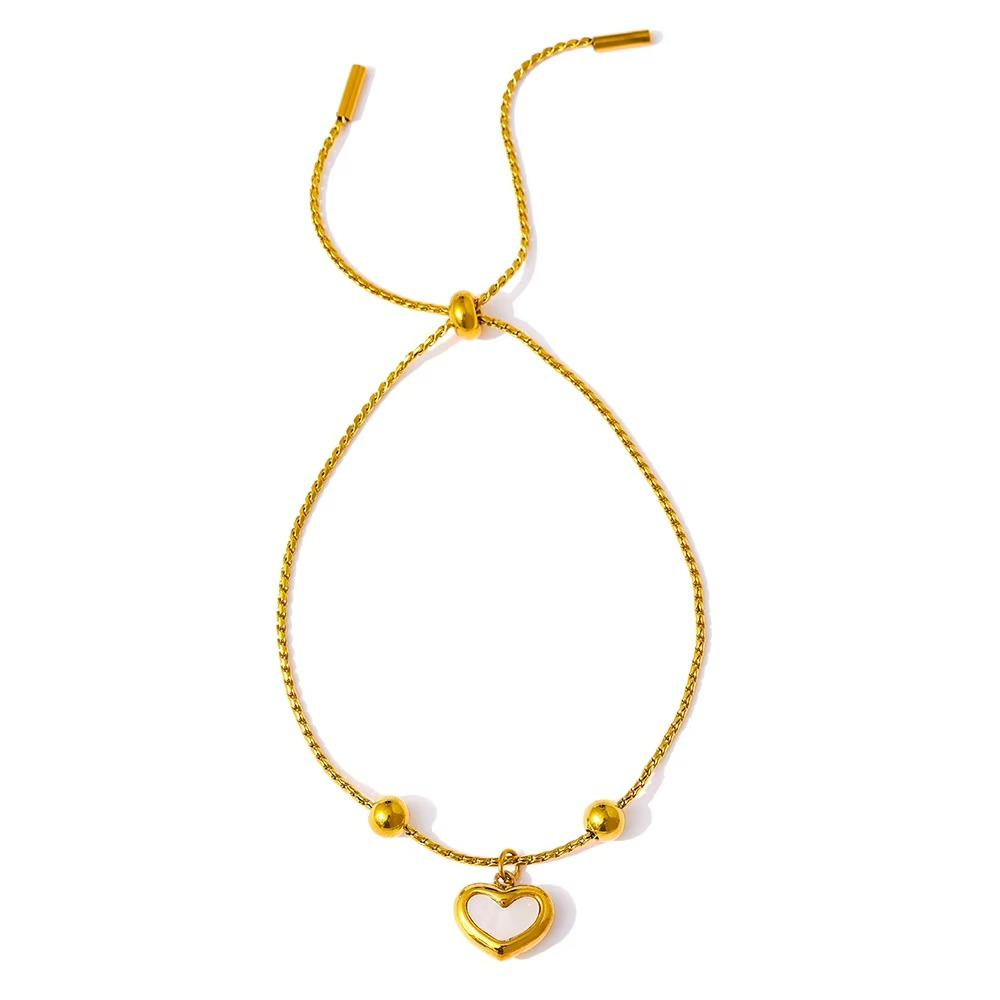White Heart Necklace and Bracelet Set