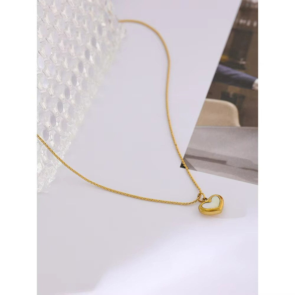 White Heart Necklace and Bracelet Set