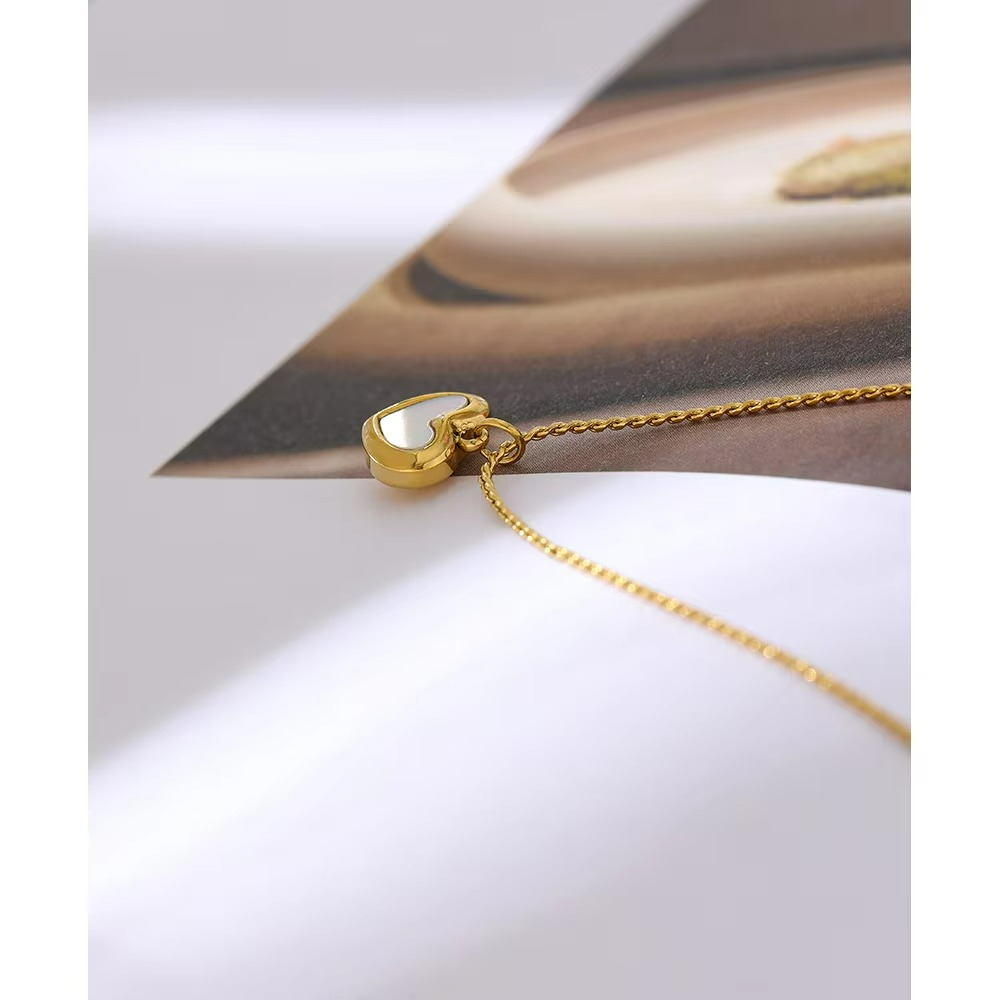 White Heart Necklace and Bracelet Set