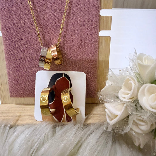 Tricolor Forever Love Necklace and Earrings Set