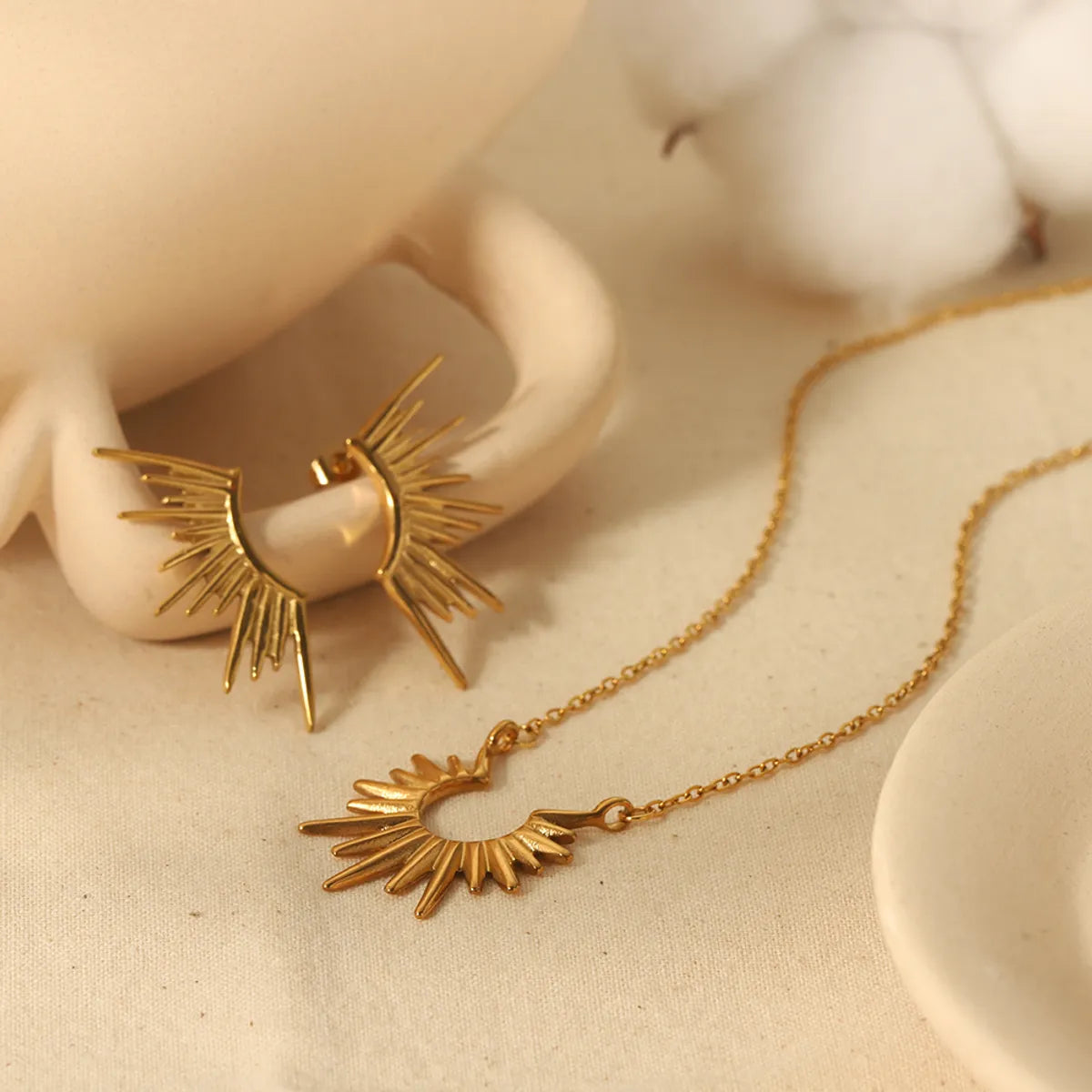 Rising Sun Necklace and Earrings Set
