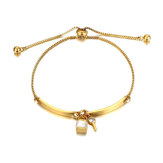 Crystal Lock Key Charm Bracelet