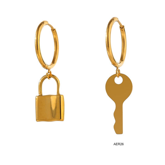 Lock and Key Drop Earrings