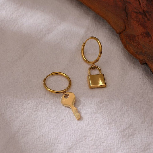 Lock and Key Drop Earrings