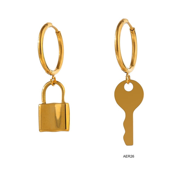 Key and sale lock earrings