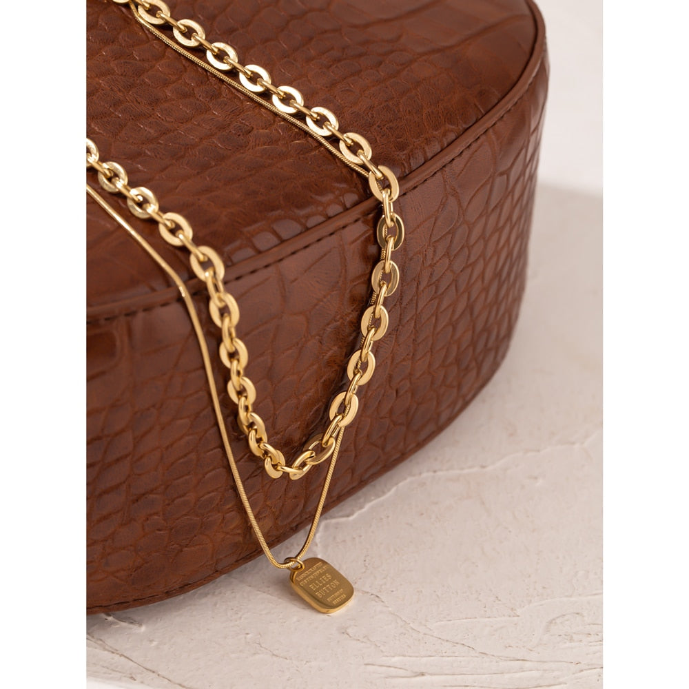 Square Chain Layered Necklace