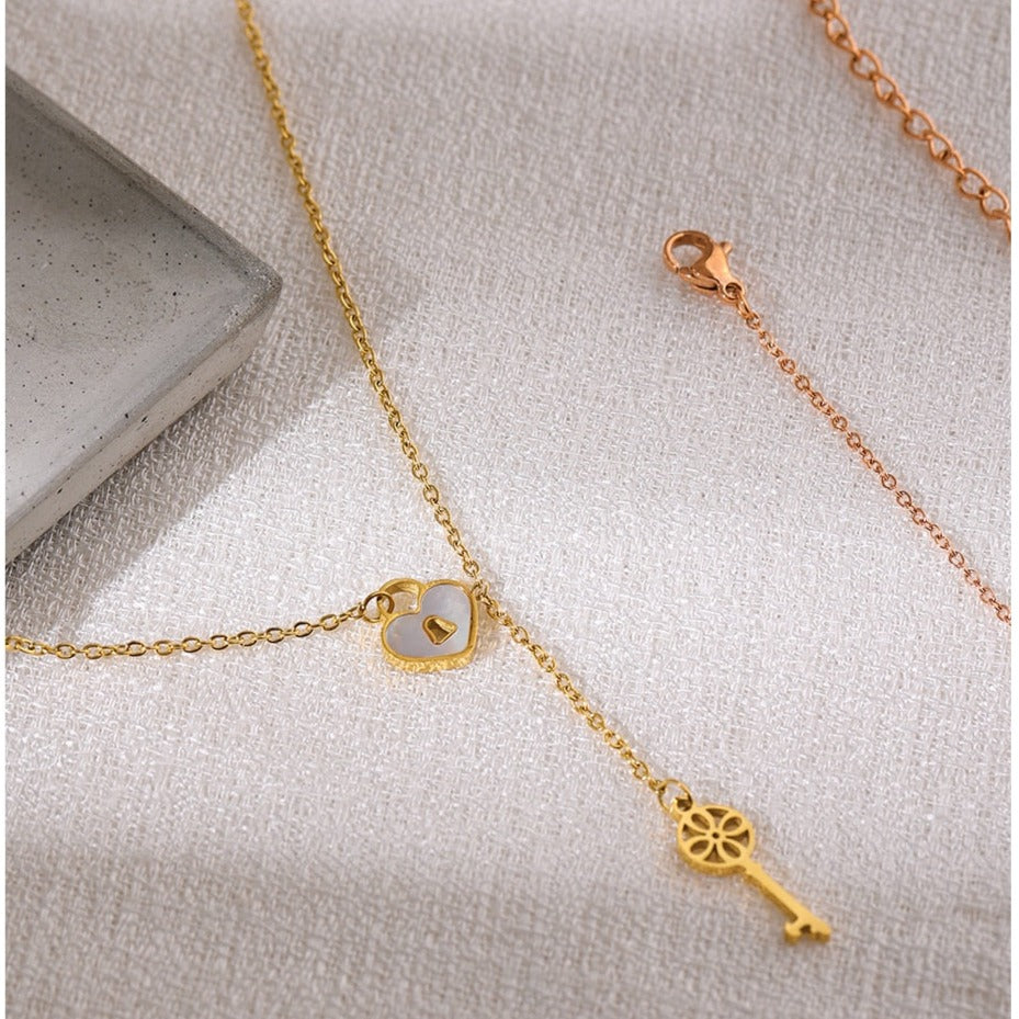 Key Heart Pendant Necklace