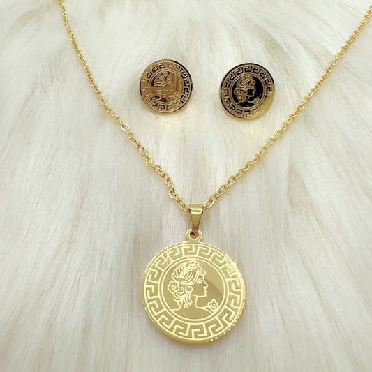 Medallion Necklace and Earrings set