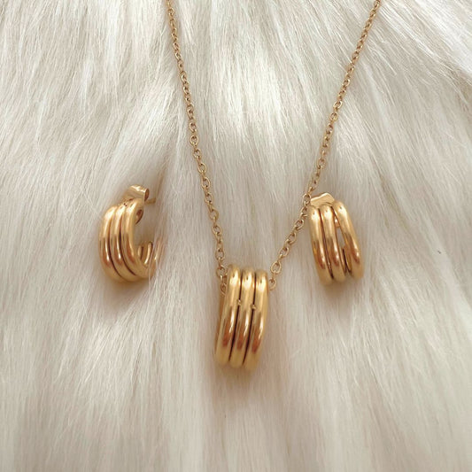 Triple Necklace and Earrings set