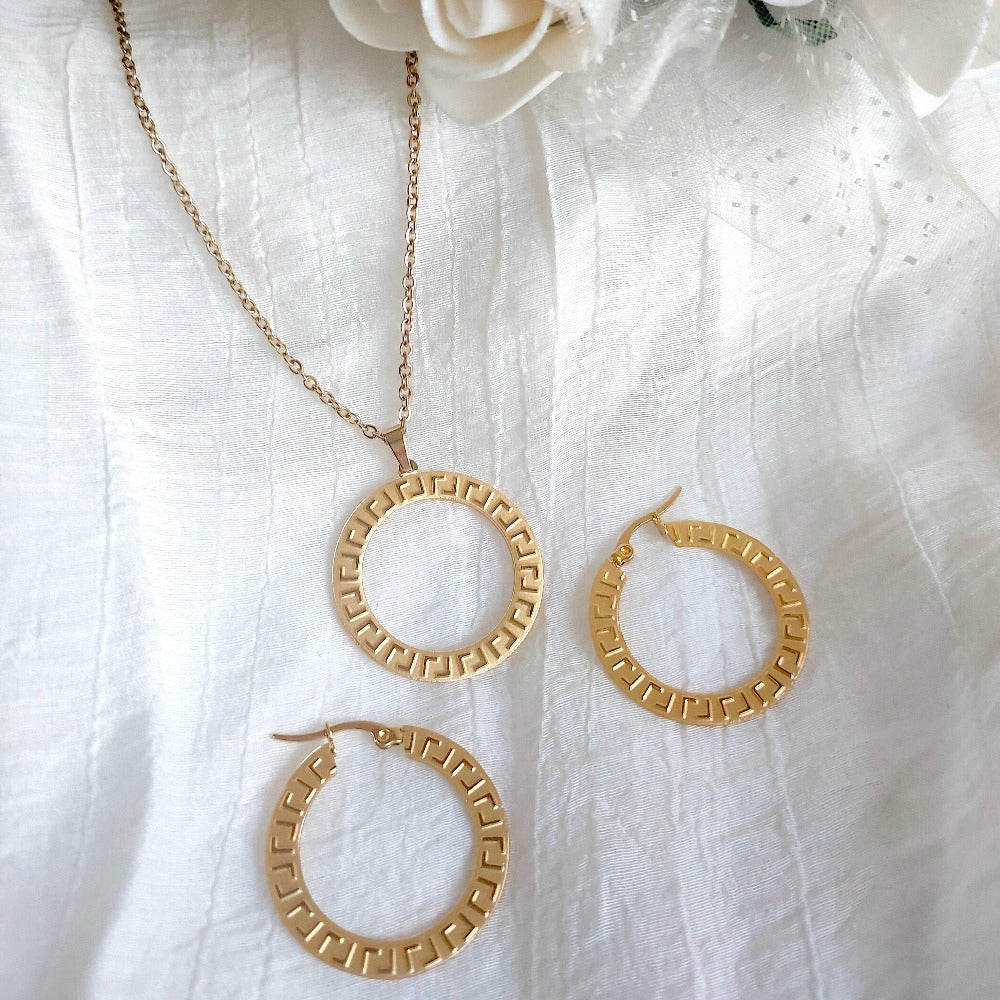 Greca Necklace and Earrings set