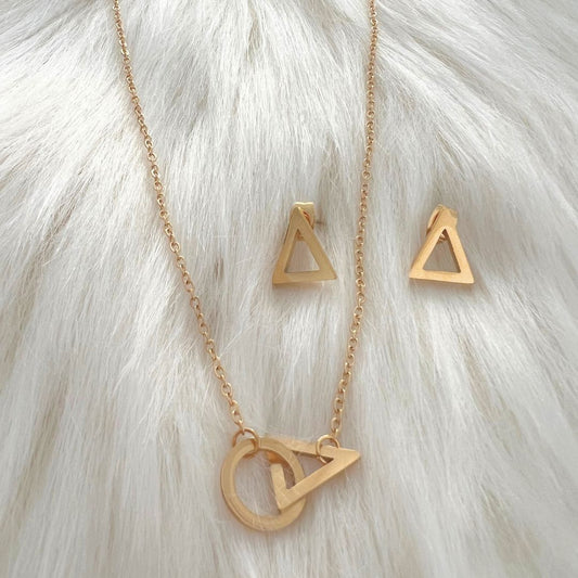 Triangle Necklace and Earrings set