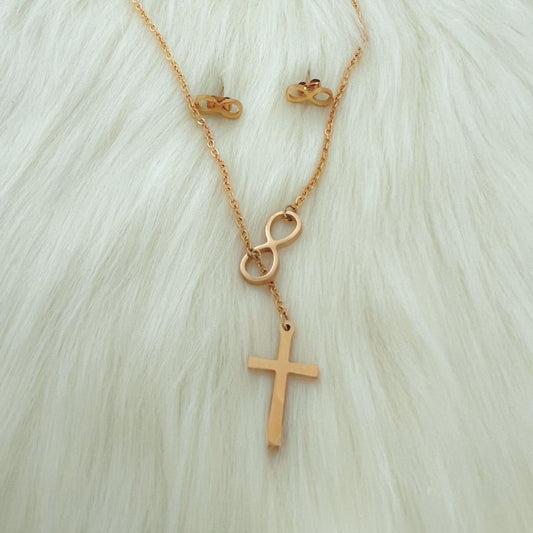 Infinity Cross Necklace and Earrings set